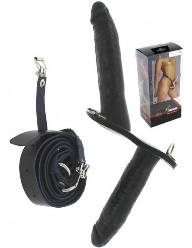 Double gode ceinture cuir Reel Black