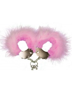 Menottes métal et plumes Rose 2