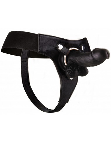 Gode ceinture réaliste noir  15 cm