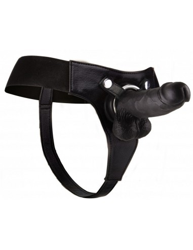 Gode ceinture réaliste noir  20 cm