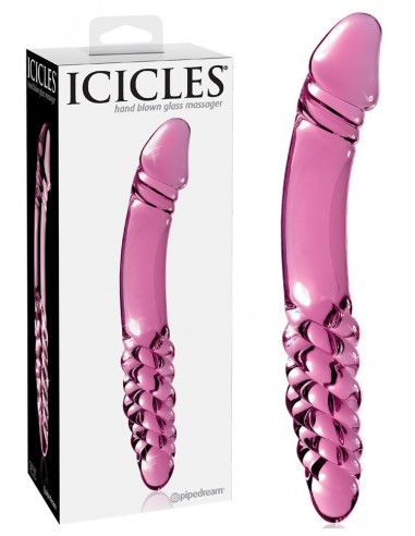 Double Gode en Verre Rose Icicles No 57