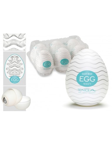 Boite de 6 Tenga EGG Wavy bleu